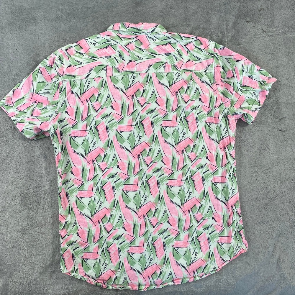 Stranger Things Netflix Button Down Men LG Pink Hopper Shirt 80s Retro Geek Nerd - Picture 2 of 9